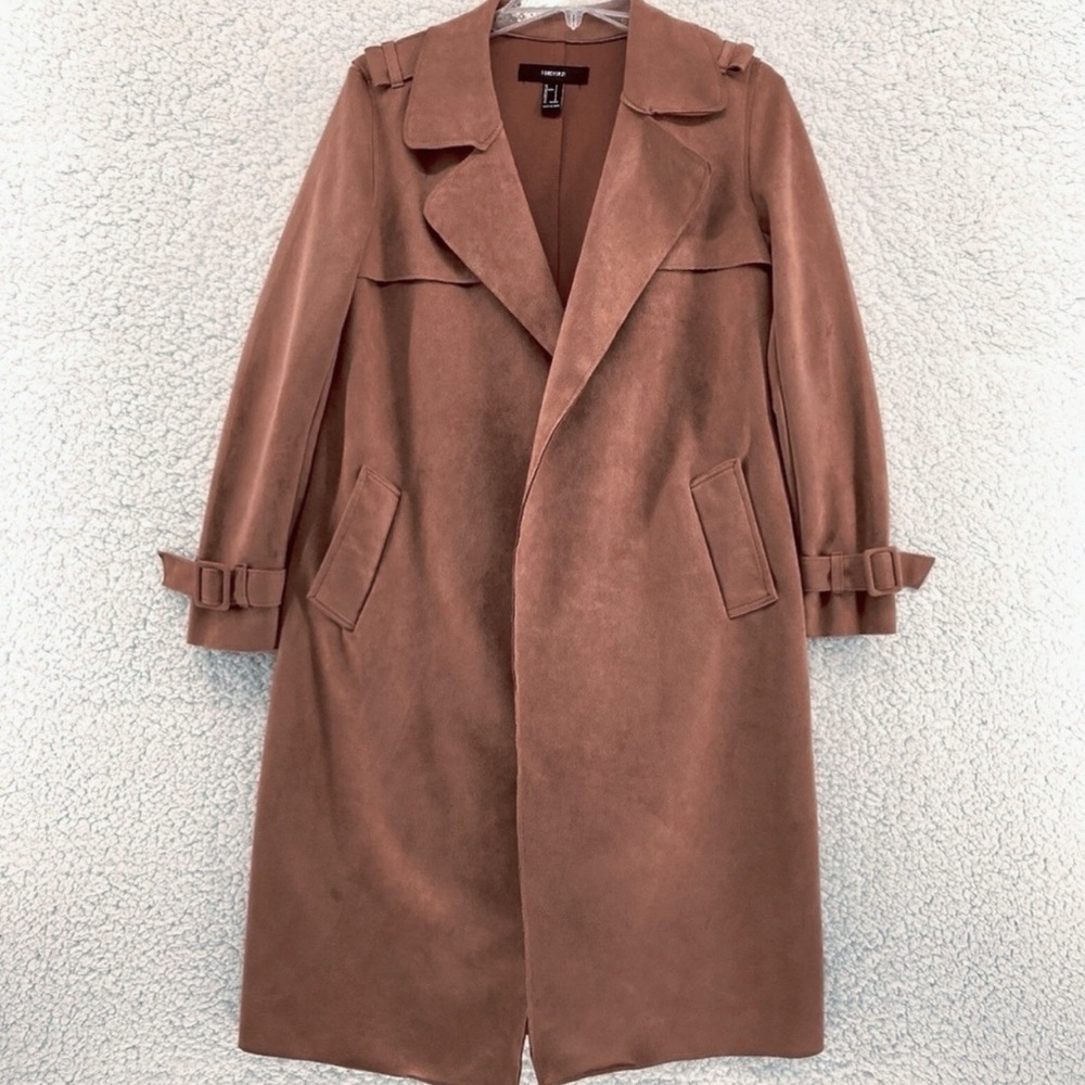Forever 21 Suede Trench Coat in Brown
